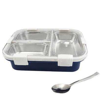 5500 3 Compartment Transparent Stainless Steel Lunch Box For Kids Tiffin Box Lunch Box Lunch Box For Kids Insulated Lunch Box Lunch Box For Office Women And Men Stainless Steel Tiffin Box For Boys Girls School Office - Zidbik