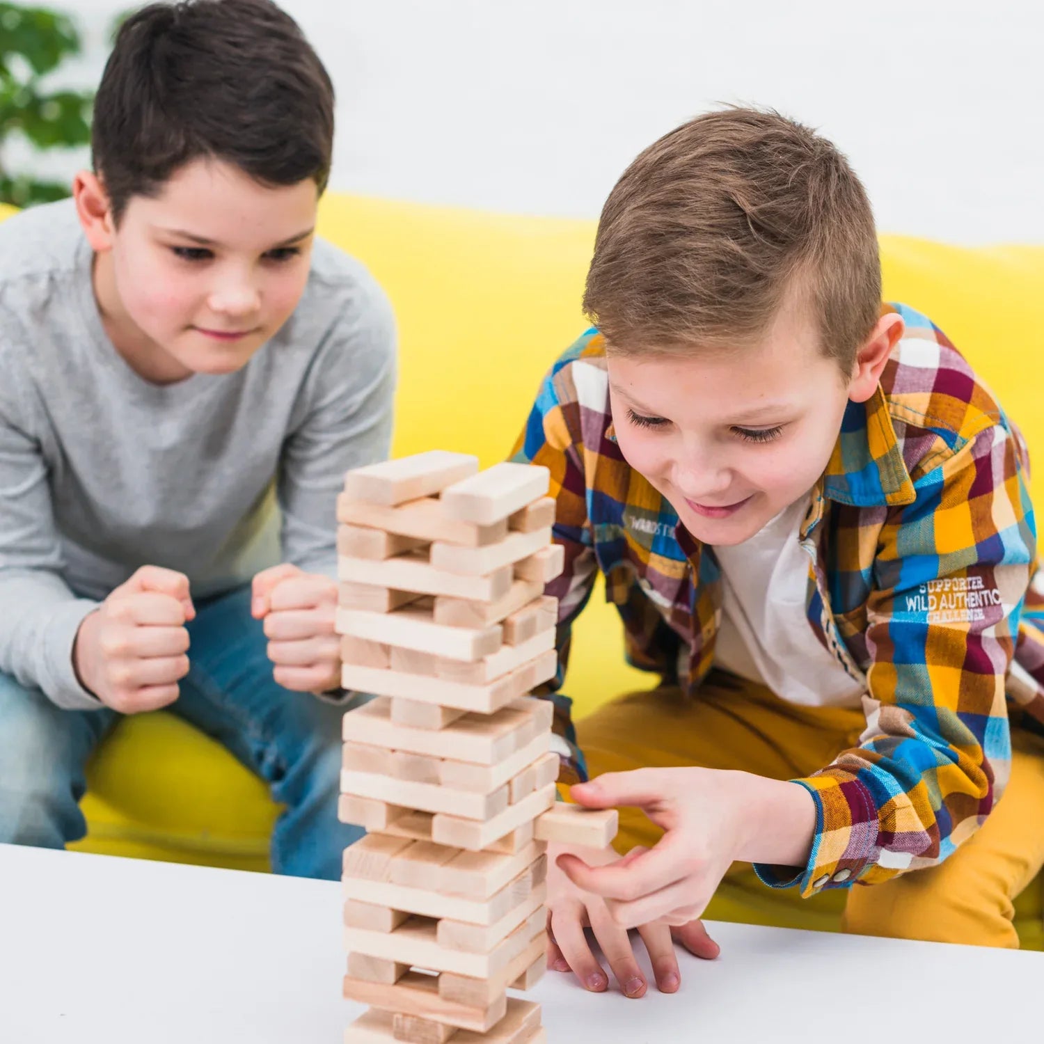 1911 54 Pcs Blocks 4 Dices Wooden Tumbling Stacking Building - Zidbik