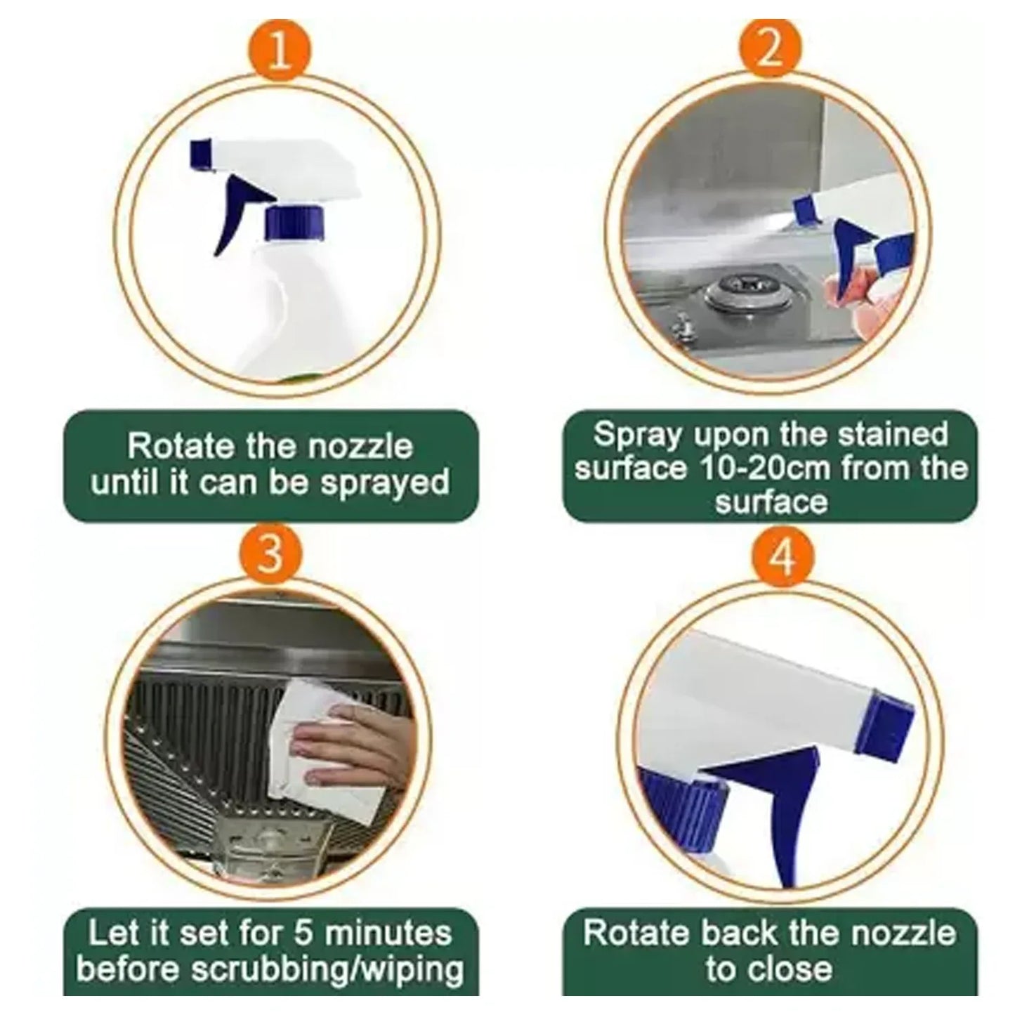 0310 Kitchen Cleaner Spray Oil Grease Stain Remover Stove Chimney Cleaner Spray Non-flammable Nontoxic Magic Degreaser Spray For Kitchen Gas Stove Cleaning Spray (Approx 500ml) - Zidbik