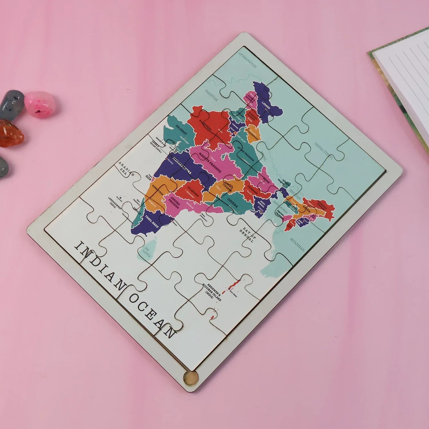 Wooden India Map Puzzle - (1 Set) - Zidbik