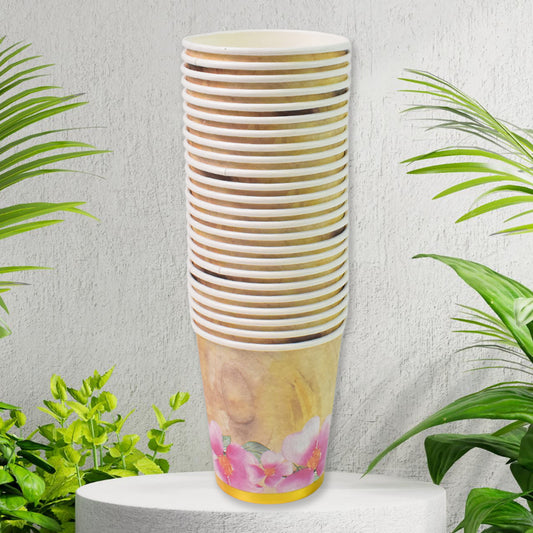 Disposable Paper Cups Disposable Tea Coffee Cups (24 Pcs Set  Mix Color  Design) - Zidbik