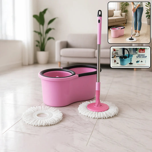 4942 Quick Spin Mop With Steel Spin Bucket Floor Cleaning Easy Wheels Big Bucket Floor Cleaning Mop With Bucket - Zidbik