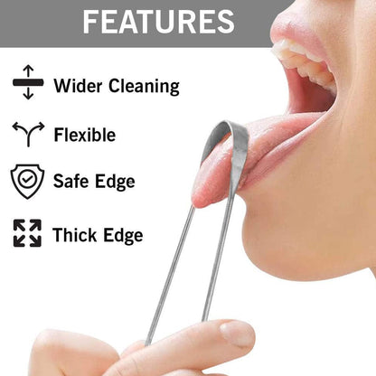 Tongue Cleaner For Kids  Adults  Tongue Scraper For Bad Breath Maintain Oral Hygiene For Daily Use  For Fresh Breath  Bacteria Removal  Improved Taste (Steel Copper Tongue Cleaner  1 Pc) - Zidbik