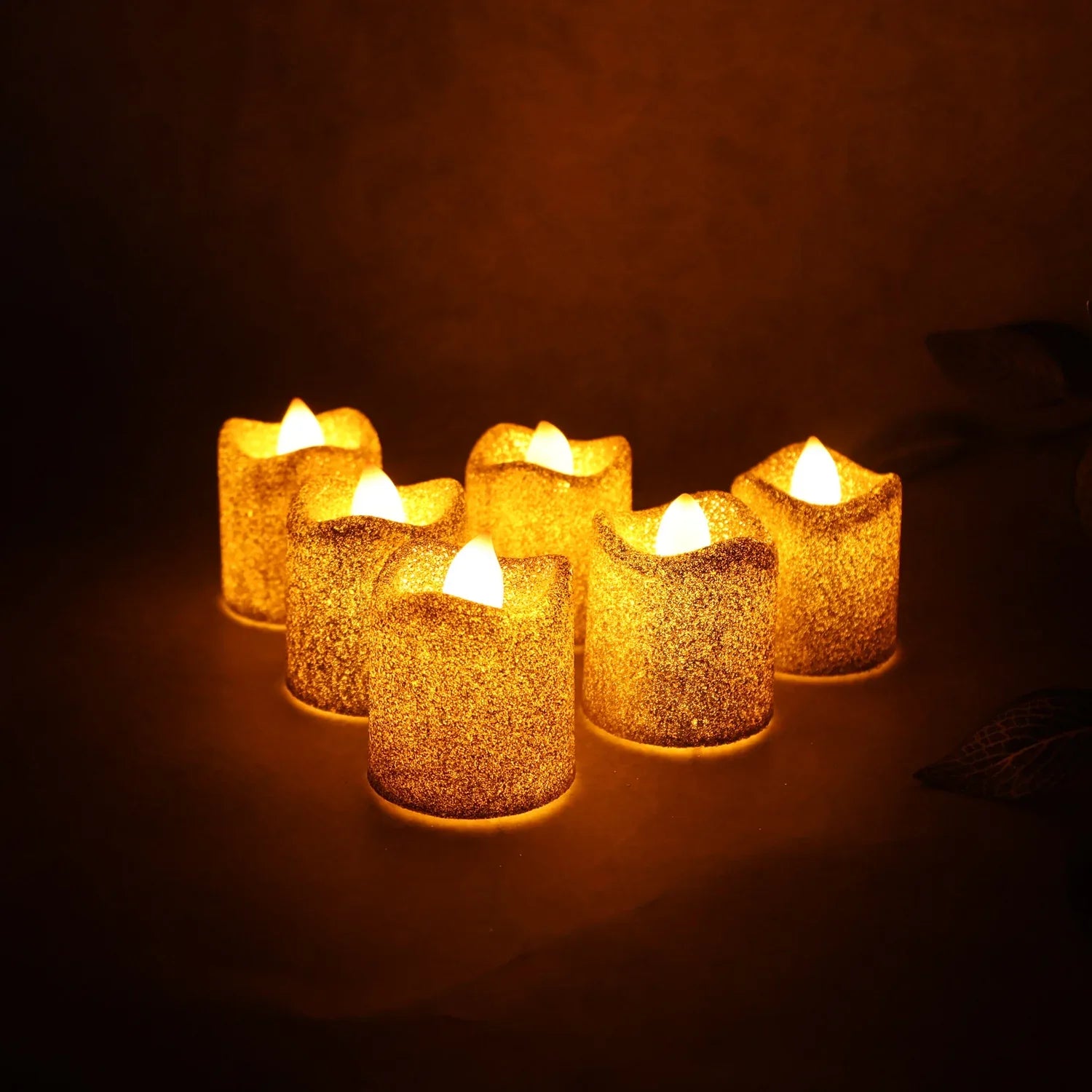 Christmas Premium Glitter Led Tealight Candles (6 Pc Set) - Zidbik