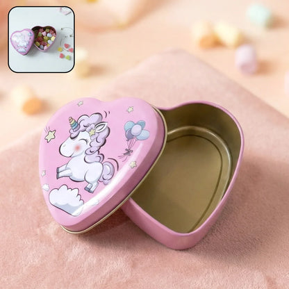 Heart Shaped Unicorn Printed Multipurpose Storage Box (1 Pc) - Zidbik