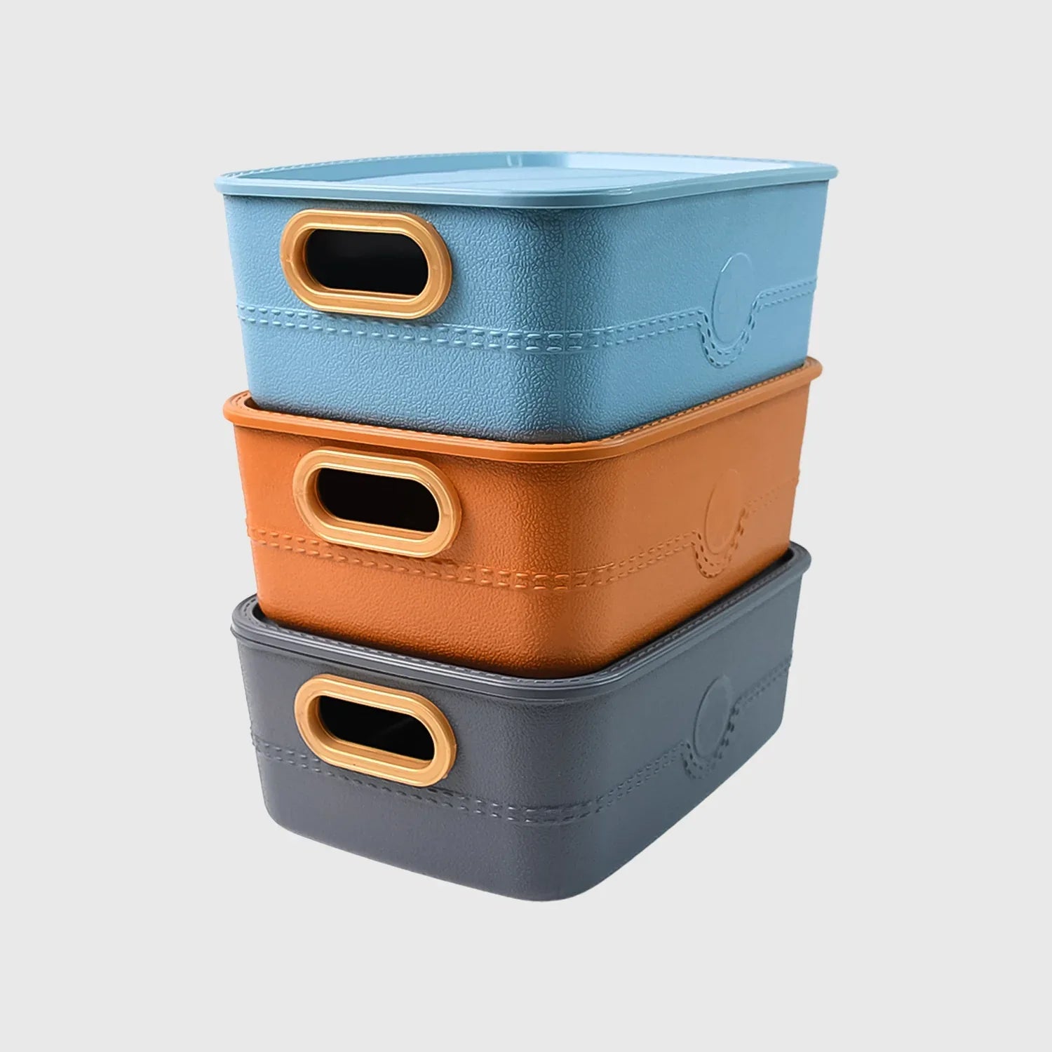 3-piece Plastic Multipurpose Storage Basket Bin Set With Handle (3 Pcs Set) - Zidbik