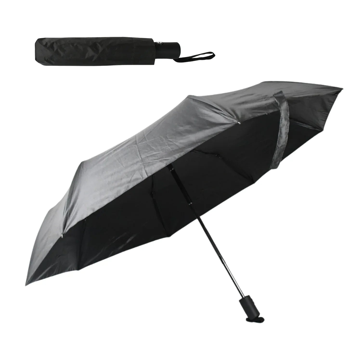 12744 2 Fold Manual Open Umbrella Windproof Sunproof Rainproof With Sturdy Steel Shaft Wrist Straps Easy To Hold Carry Umbrella For Women Men Kids - Zidbik