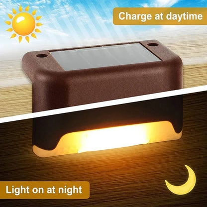9412 Solar Decorative Lights Waterproof Durable Garden Atmosphere Lights Stair Lights Railing Lights Step Steps Lights For Outdoor Patio Courtyard Stair Step Fence Patio Stairsyard Garden Pathway ( 4 Pc Set) - Zidbik