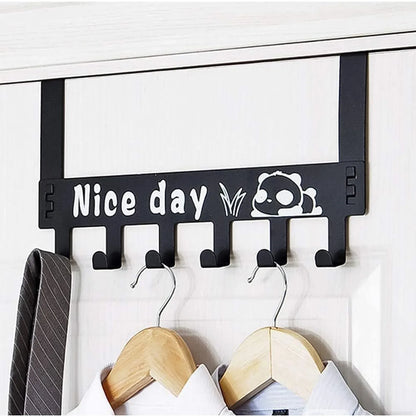 Heavy-duty Carbon Steel Door Hook Hanger Rack (1 Pc 6 Hook Black) - Zidbik