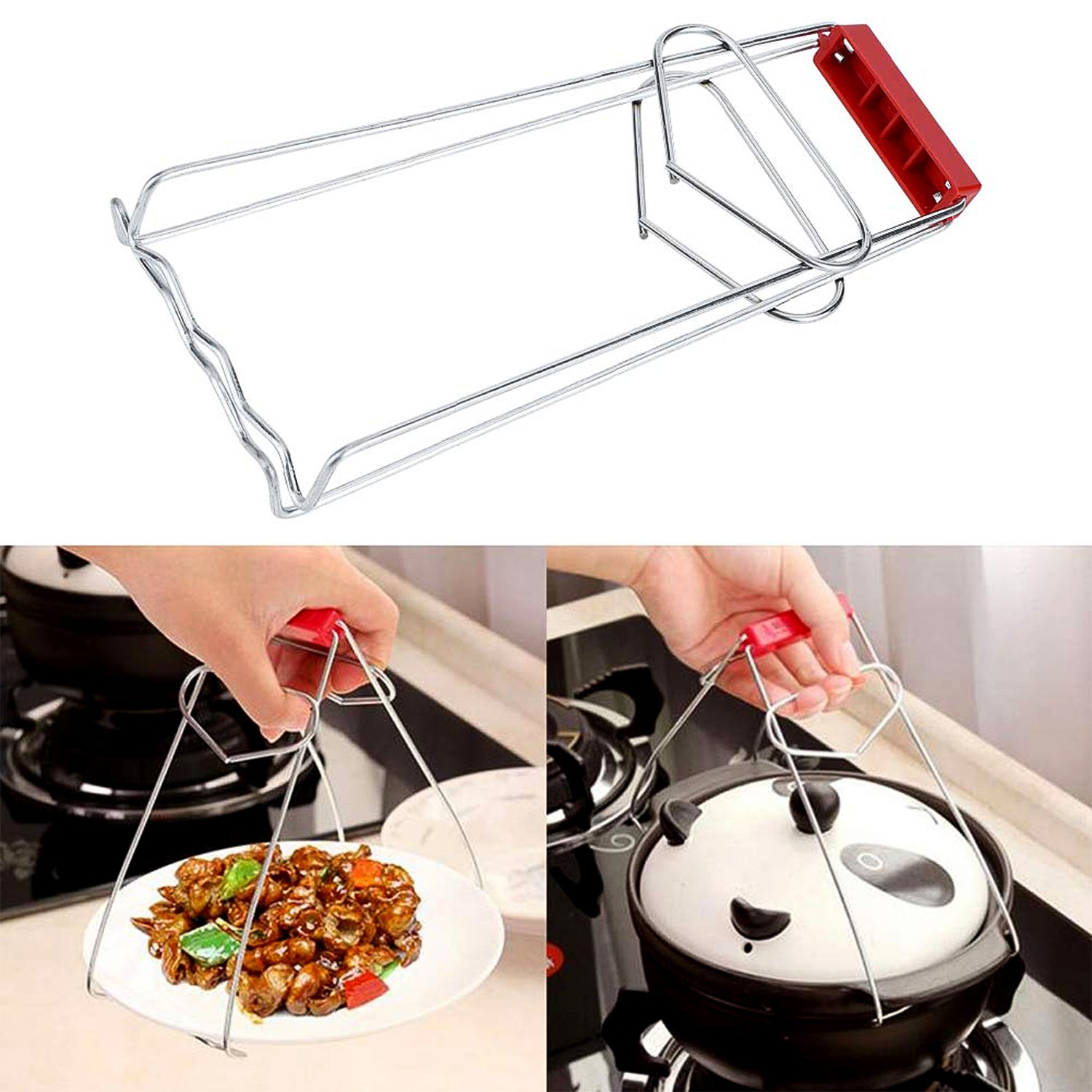 Heavy-duty Stainless Steel Kitchen Dish Plate Bowl Vessel Gripper Tong (1 Pc) - Zidbik