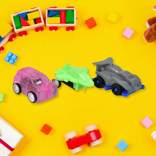 Mini Pull Back Car Aeroplane Plastic Pull Back Car Cartoon Toys (12 Pcs Set) - Zidbik
