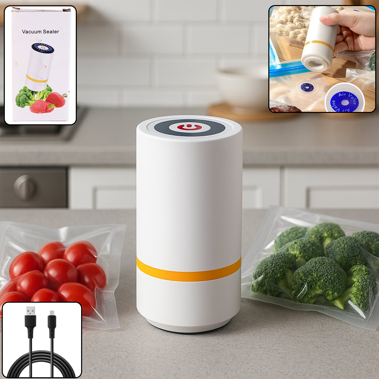 Portable Usb Rechargeable Vacuum Sealer Machine (1 Pc) - Zidbik