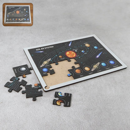 Wooden Solar System Puzzle For Kids - (1 Set) - Zidbik