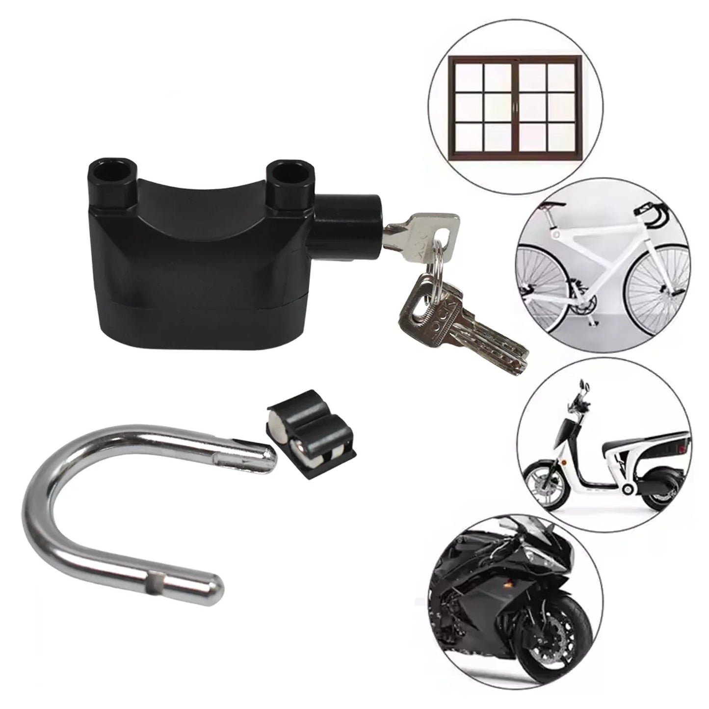 Plastic Body Waterproof Siren Alarm Smart Alarm Lock 3 Keys (1 Set) - Zidbik