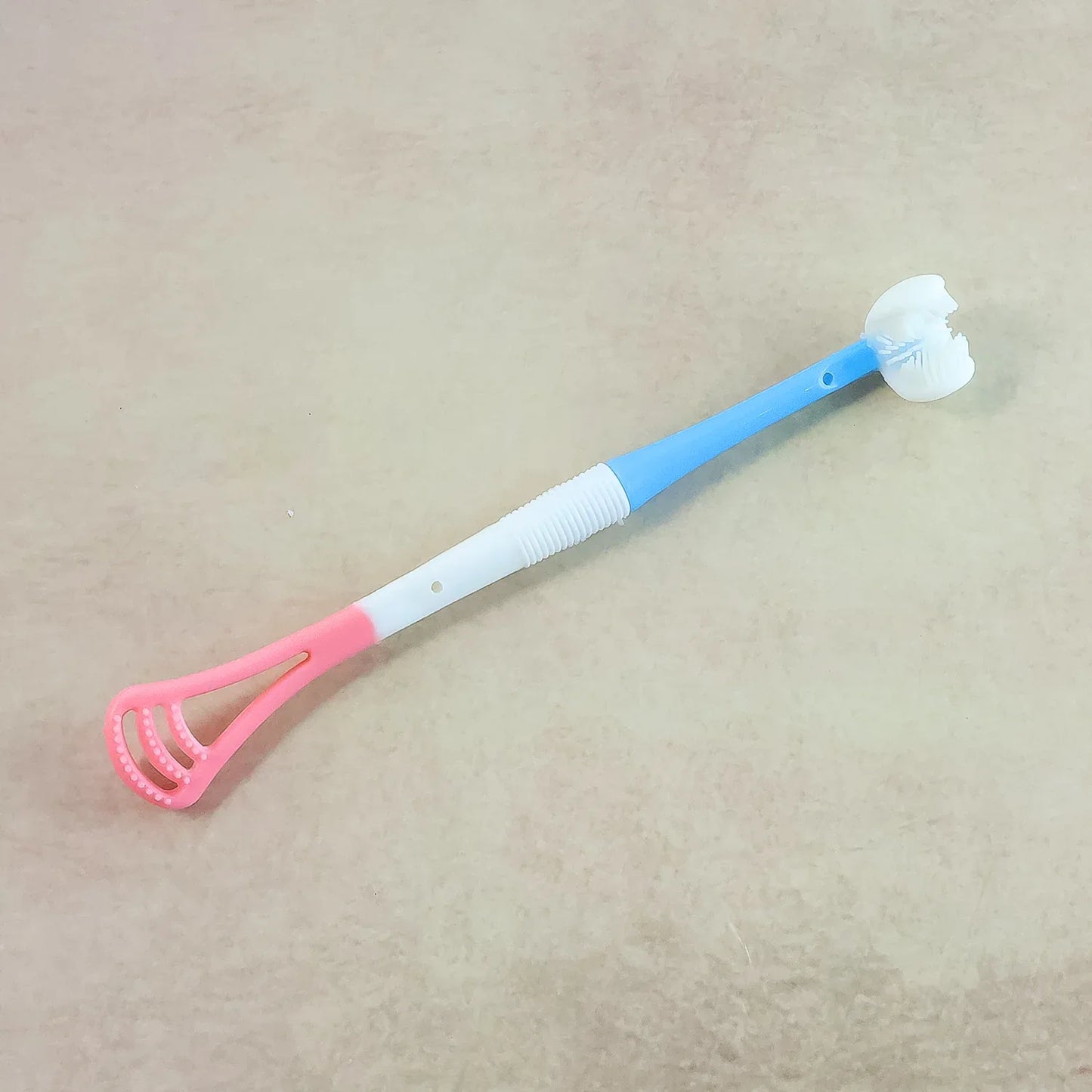2-in-1 Baby Tongue Cleaner And Oral Massager Stick With Soft Silicone Brush Head - Zidbik