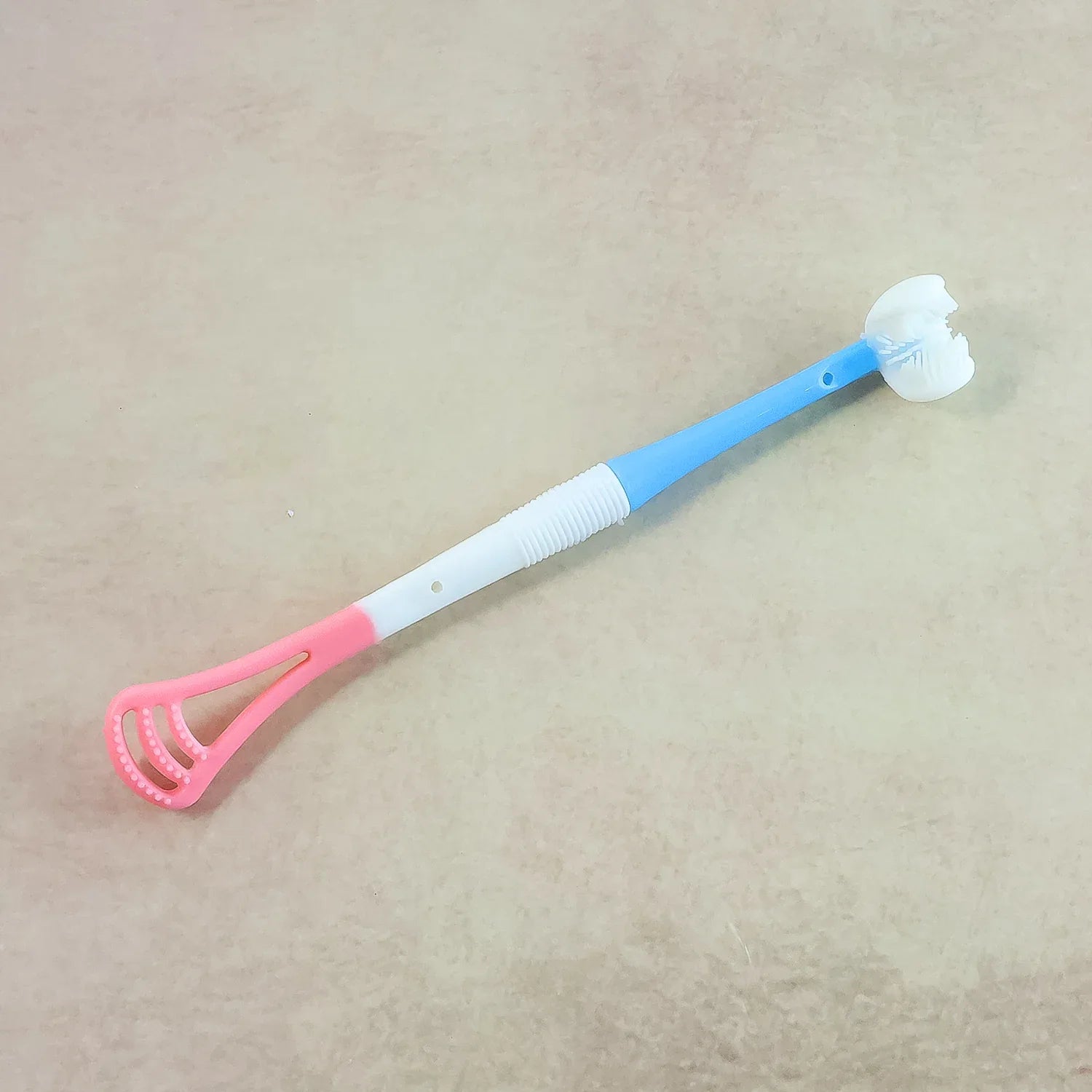 2-in-1 Baby Tongue Cleaner And Oral Massager Stick With Soft Silicone Brush Head - Zidbik