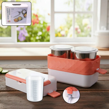 Electric Heated Lunch Box With Stainless Steel Inner Containers (1 Set) - Zidbik