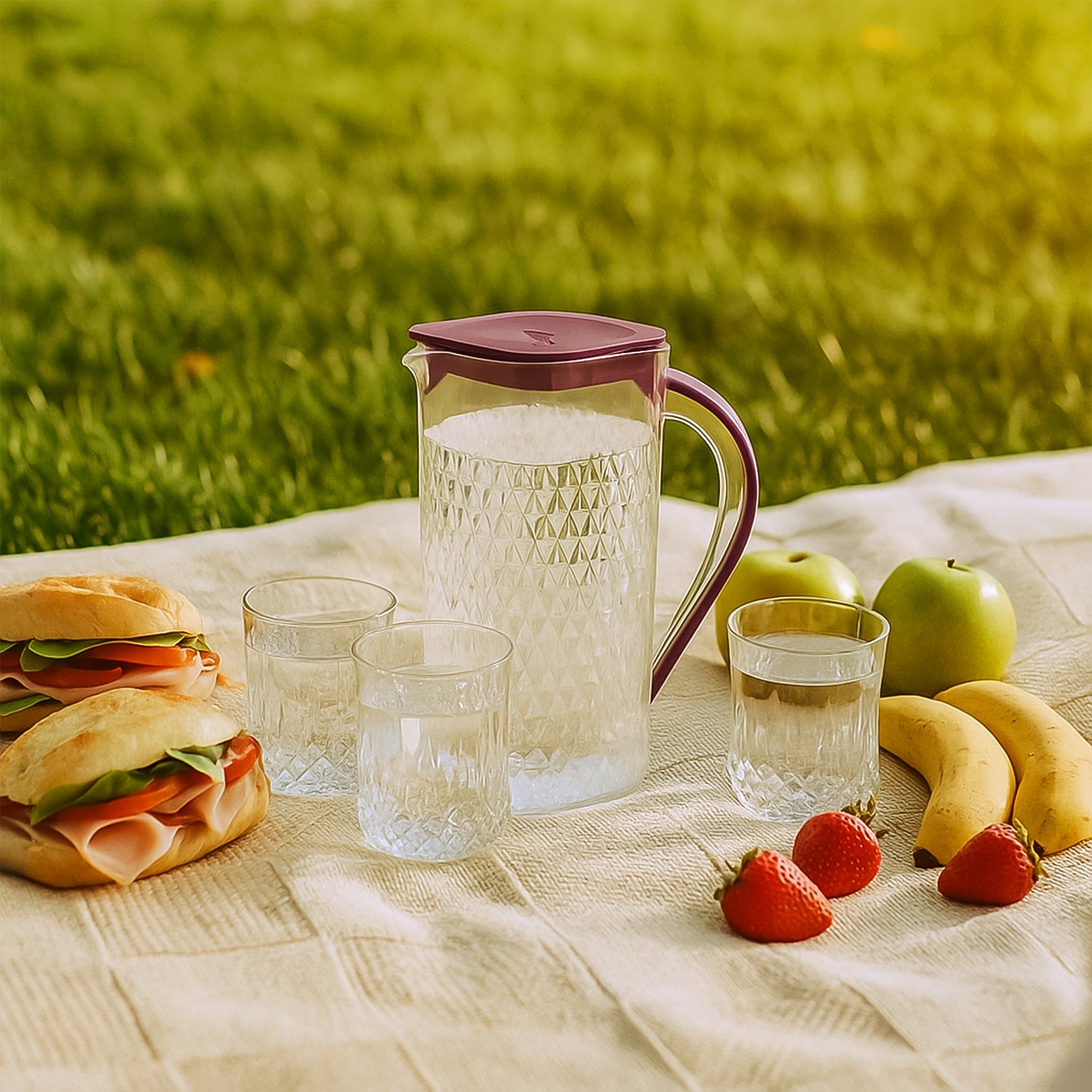 Supermom Roma Plastic Jug With Glasses Combo Set (5 Pc) - Zidbik