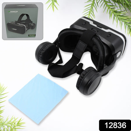 12836 3d Hd Vr Glasses Virtual Reality Goggles Headset For Ios For Android Smartphonevr Goggles-for 3d Vr Movies Video Games With Headphones (1 Pc) - Zidbik