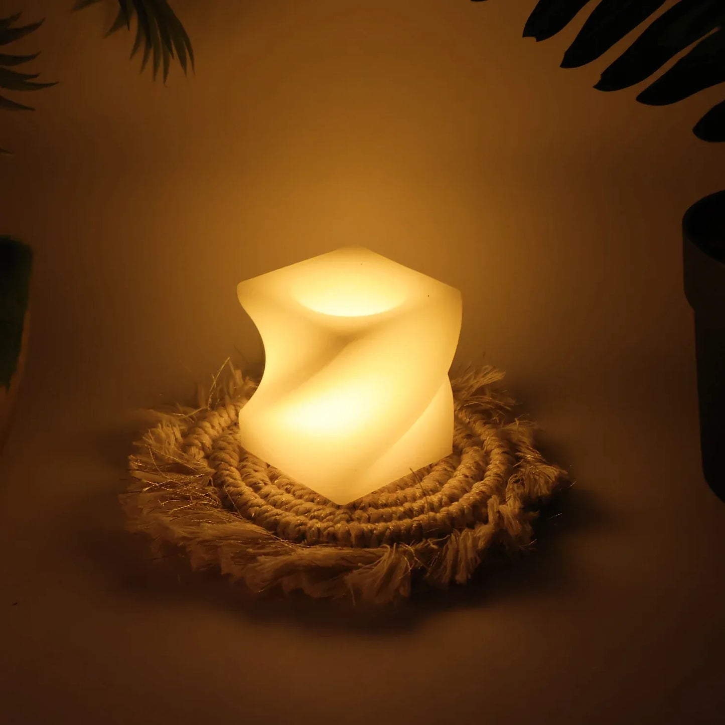 Set Of 12 Led Flameless Decorative Candles Square Shape Tealight Lamps - Zidbik