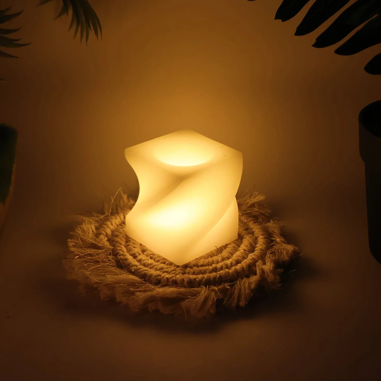 Set Of 12 Led Flameless Decorative Candles Square Shape Tealight Lamps - Zidbik