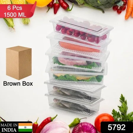 Vegetables  Fruits Freezer Storage Container (Pack Of 6pc 1500ml) - Zidbik