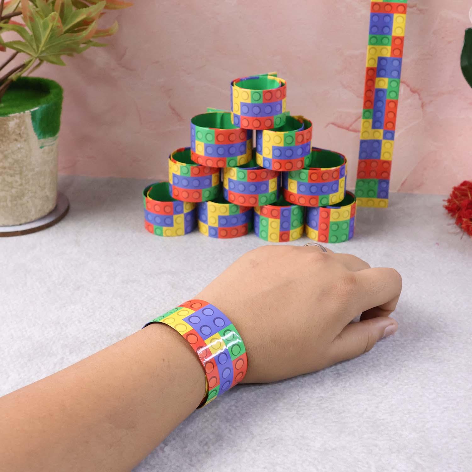 Colorful Snap Slap Bracelet Toy (12 Pc Set ) - Zidbik