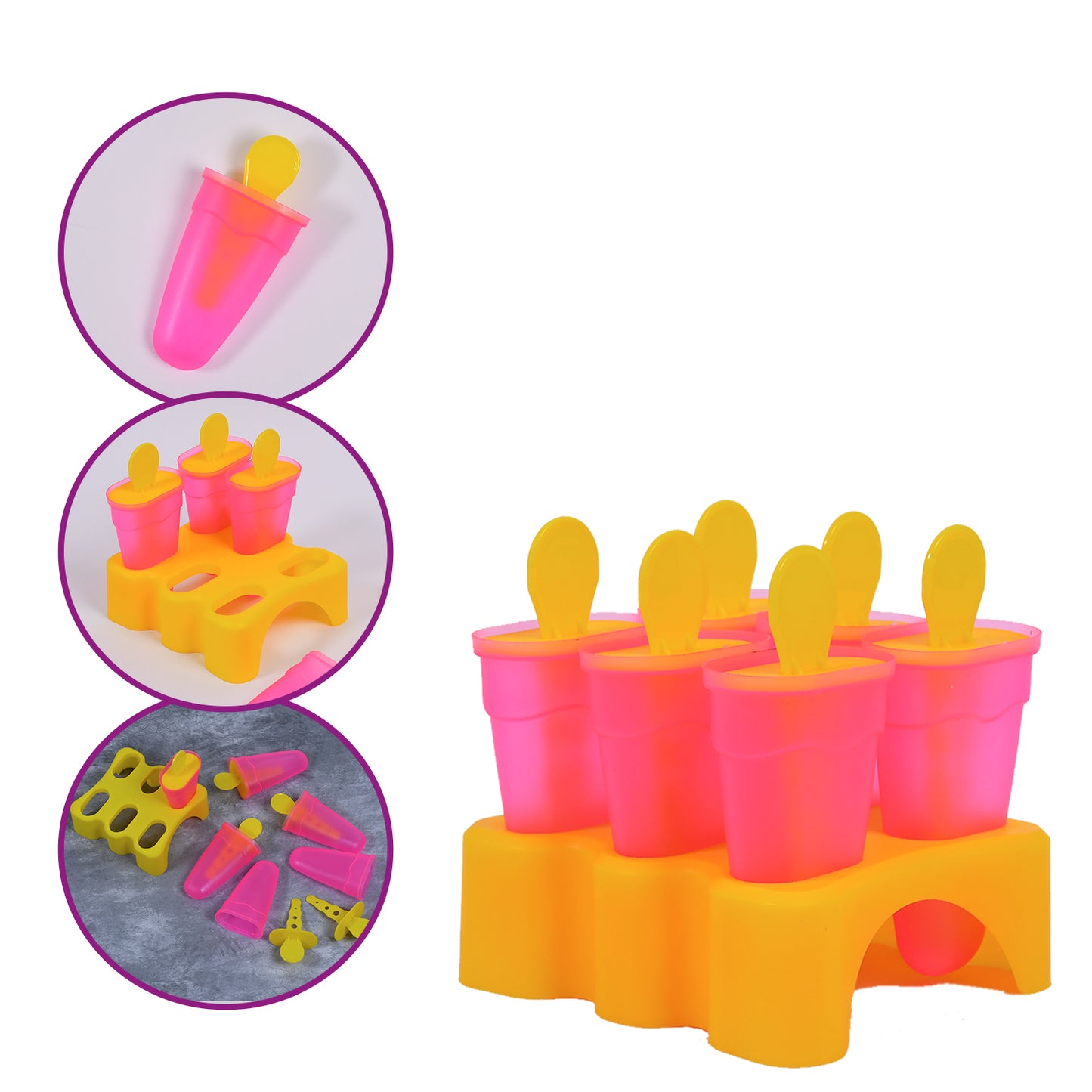 2261 Kulfi Maker Moulds Set Plastic Homemade Kulfi Mould 6pcs Set For Freezer Use - Zidbik