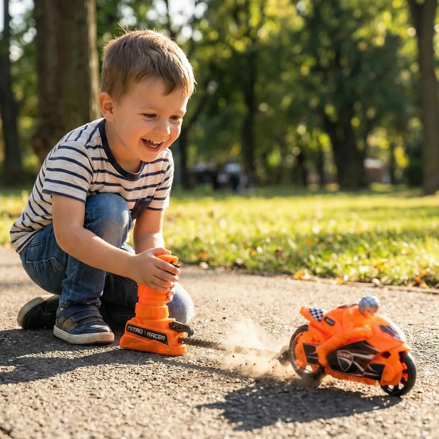 Launcher Bike Racing Toy For Kids With Manual Pull Launcher - Zidbik
