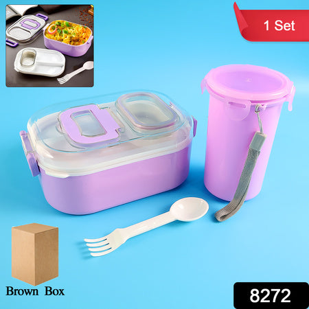 Multi-functional 1 Set Leakproof Lunch Box With Cutlery  Tumbler - Zidbik