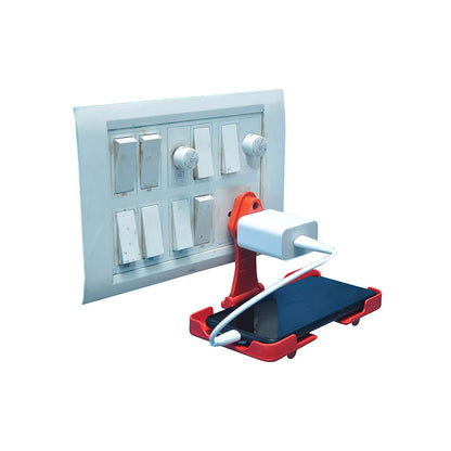 6496 Multi-purpose Wall Holder Stand For Charging Mobile Just Fit In Socket And Hang (Red) - Zidbik
