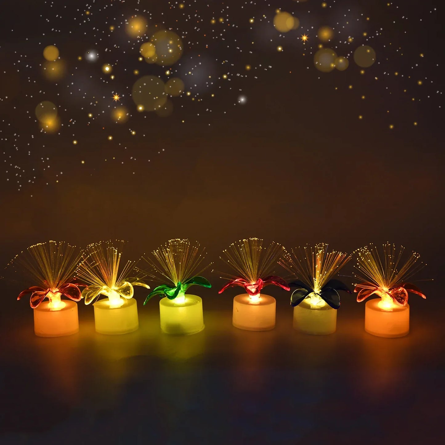 6237 Fiber Optic Light Mini Color Change Led Table Centerpieces Light Up Candle - Pack Of 12 - Zidbik