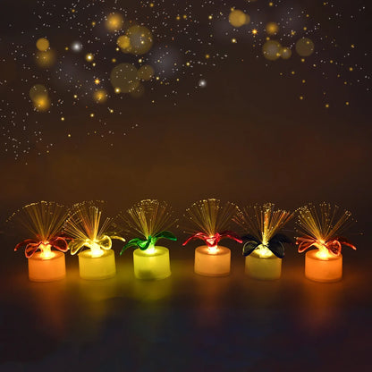 6237 Fiber Optic Light Mini Color Change Led Table Centerpieces Light Up Candle - Pack Of 12 - Zidbik