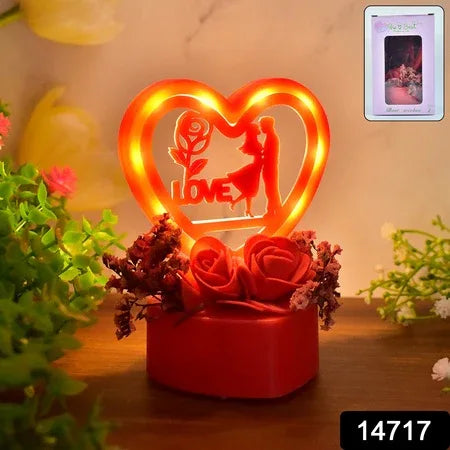 Romantic Heart-shaped Love Couple Decorative Showpiece With Rose Base (1 Pc) - Zidbik