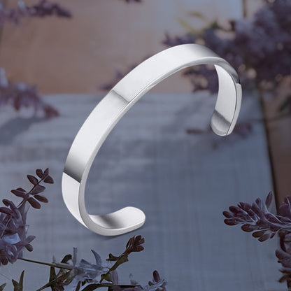 Minimalist Polished Open-ended Silver-tone Stainless Steel Kada (1 Pc) - Zidbik