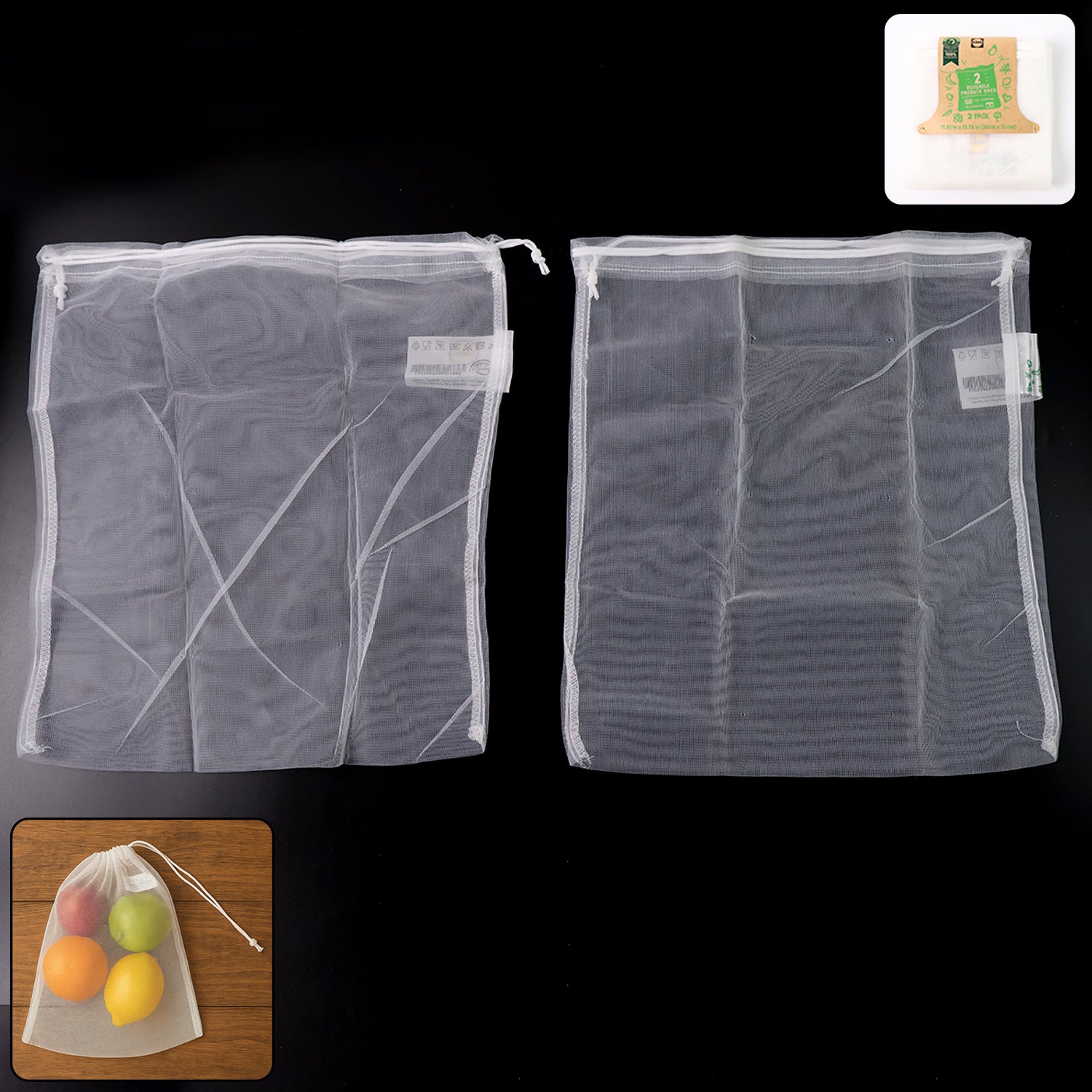 Reusable Mesh Produce Bags (2 Pc) - Zidbik