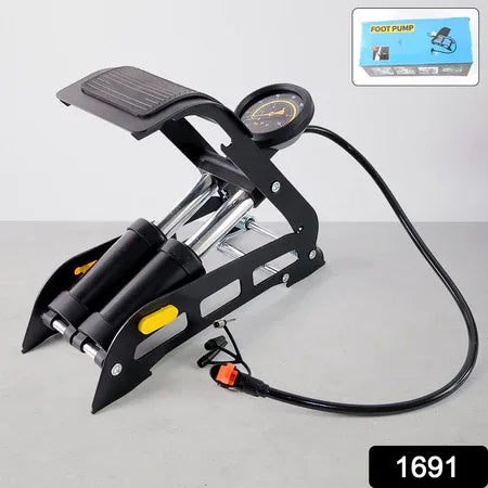 1691 Portable High Pressure Foot Air Pump Compressor For Car And Bike - Zidbik