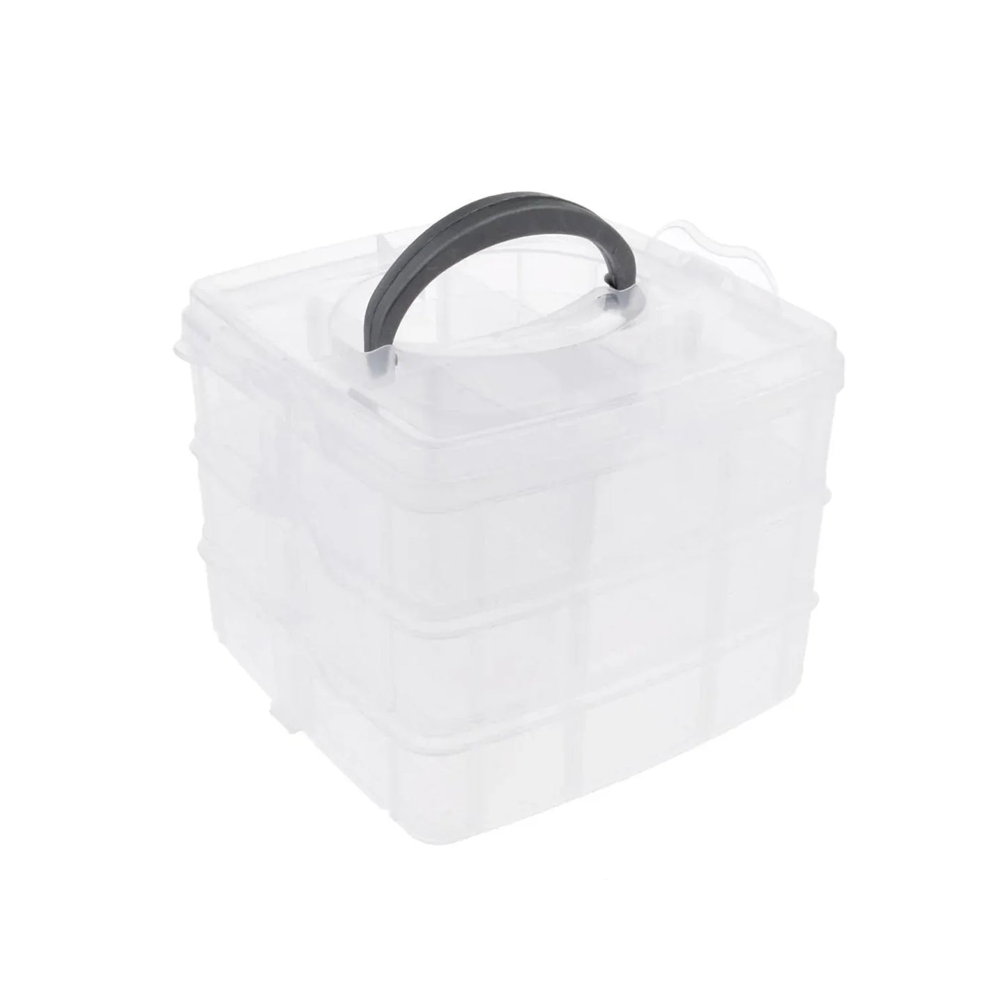 2644 3-tier 18 Sections Transparent Stackable Adjustable Compartment Slot Plastic Craft Storage Box - Zidbik
