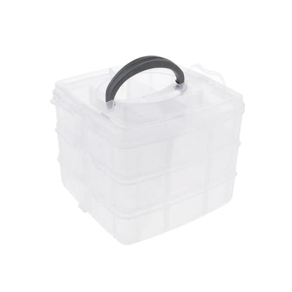2644 3-tier 18 Sections Transparent Stackable Adjustable Compartment Slot Plastic Craft Storage Box - Zidbik