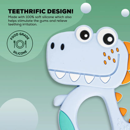 Silicone Dinosaur Teether For Baby (1 Pc Mix Design Color) - Zidbik