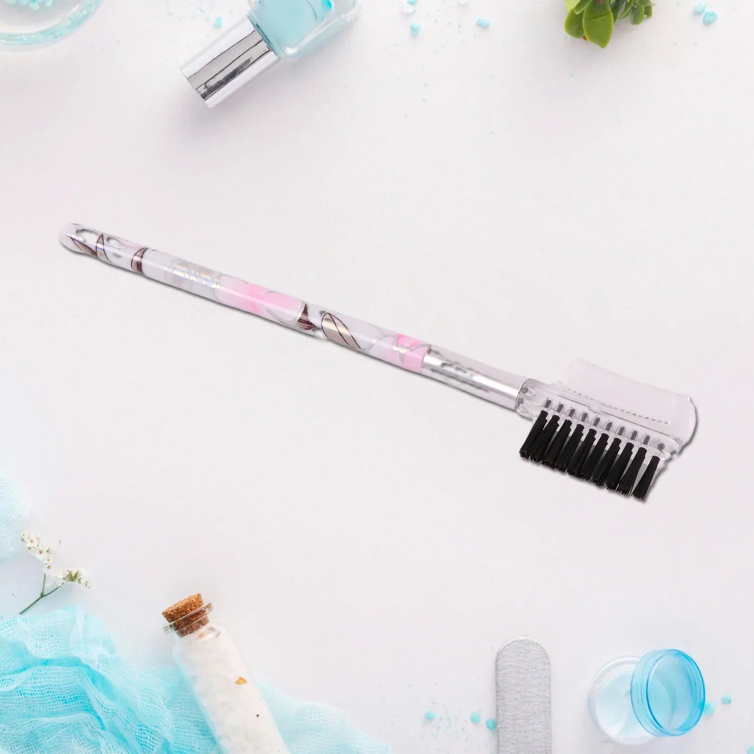 Floral Makeup Brush Set For Eyes Lips And Face (5 Pc) - Zidbik