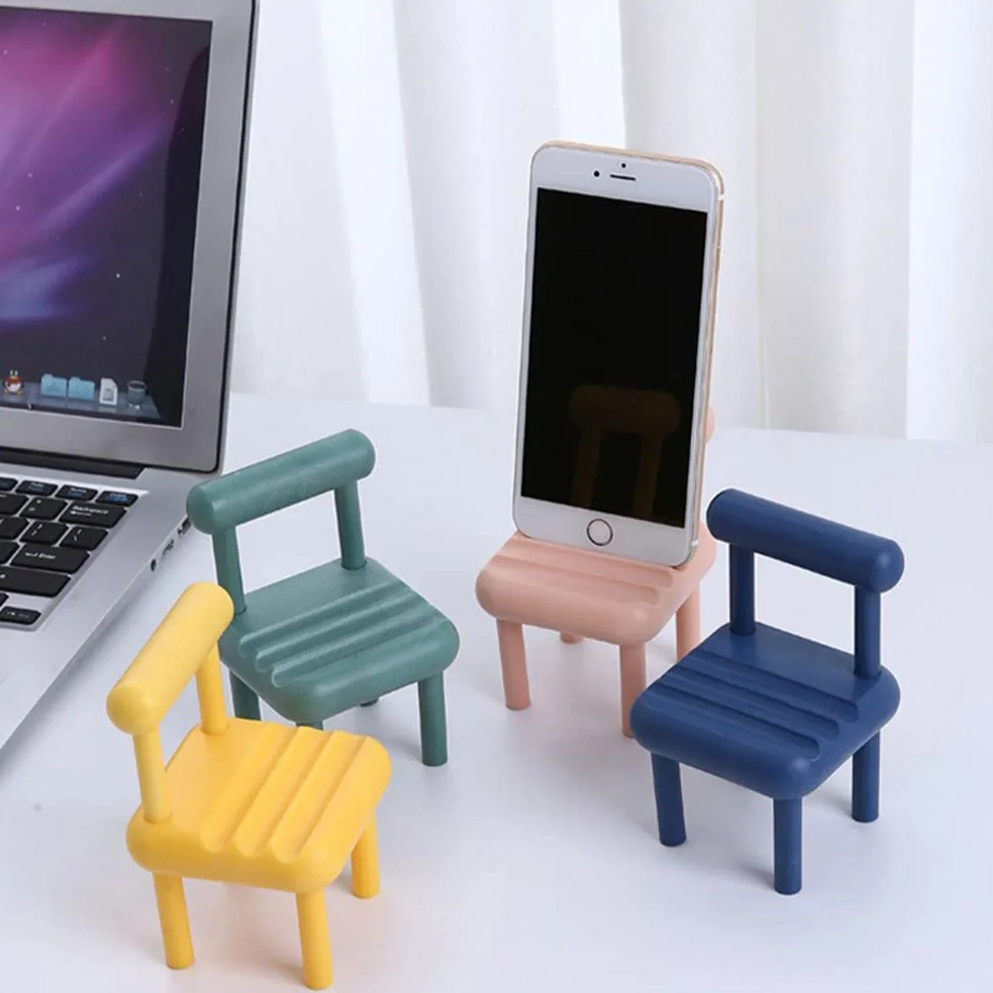 8854 Mobile Phone Holder Mini Chair Cell Phone Stand Portable Smartphone Dock Cellphone Holder For Desktop Design Compatible With All Mobile Phones (1 Pc) - Zidbik