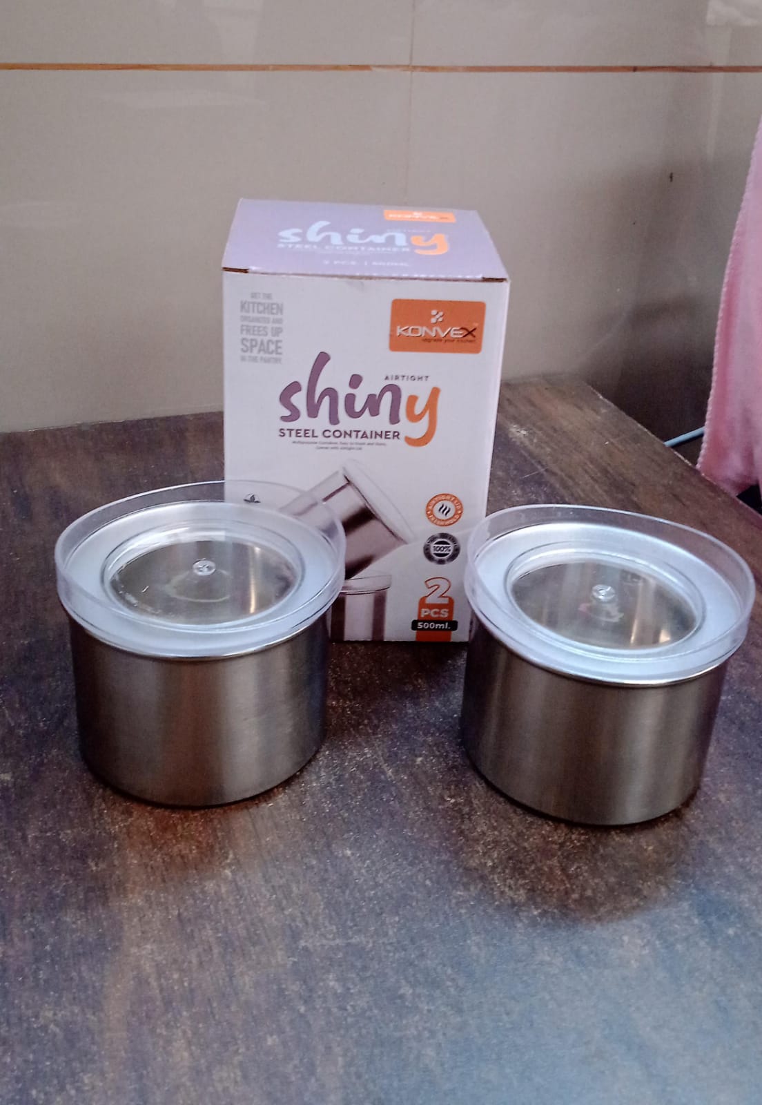 Multipurpose Stainless Steel Airtight Containers With See Through Lid (2 Pc  500 Ml) - Zidbik