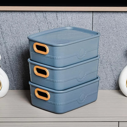 3-piece Plastic Multipurpose Storage Basket Bin Set With Handle (3 Pcs Set) - Zidbik