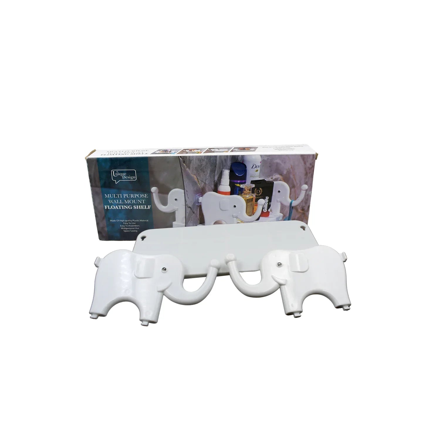 9272 Multifunctional Elephant Shaped Storage Shelf No Punching Wall Mounted Mini Storage Rack Creative Cute Elephant Shelf Organizer For Kitchen Bathroom Bedroom Study - Zidbik