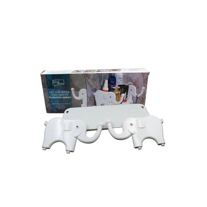 9272 Multifunctional Elephant Shaped Storage Shelf No Punching Wall Mounted Mini Storage Rack Creative Cute Elephant Shelf Organizer For Kitchen Bathroom Bedroom Study - Zidbik