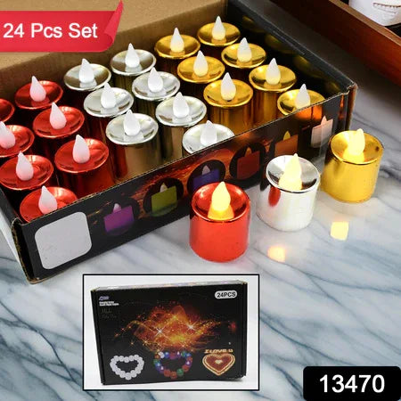 Electrical Candles Diya Led Tea Light Plastic Candle Light Candle Candle (24 Pc Set) - Zidbik