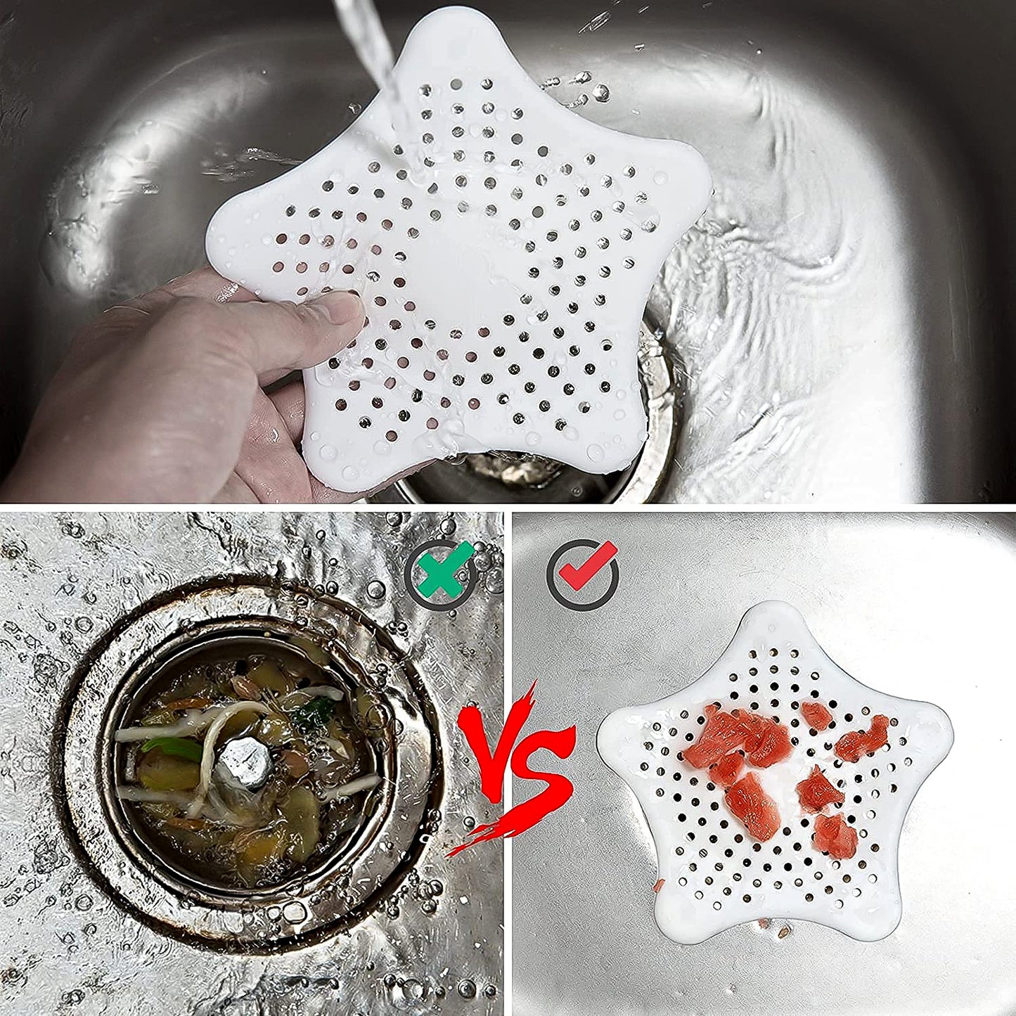 White Silicone Star Shaped Sink Filter Bathroom Hair Catcher Drain Strainers For Basin - Zidbik