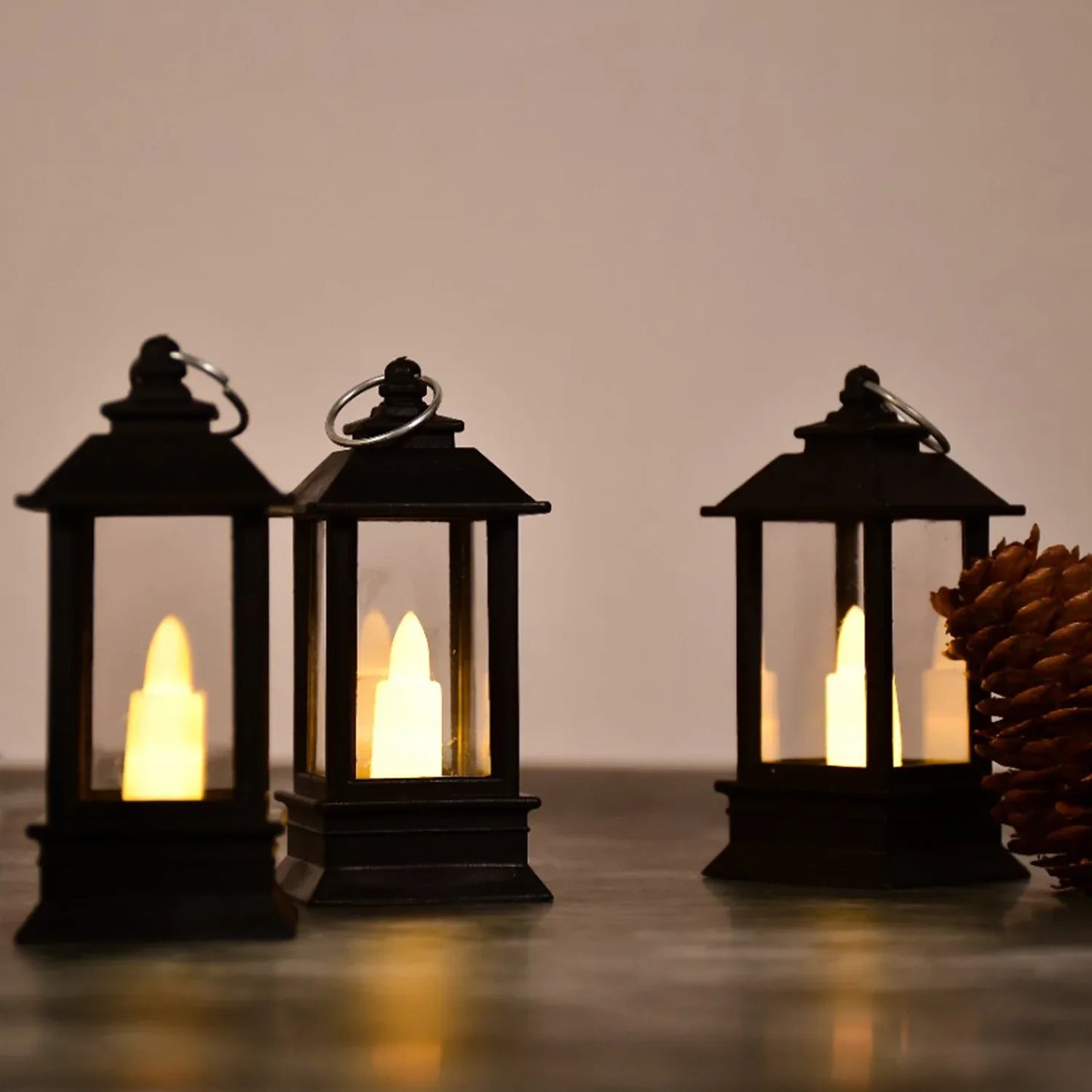 6555 Classic Style Lantern With Artificial Rustic Battery-operated Flameless Candle Light For Home Decoration - Good For Indoor Outdoor Use (Pack Of 24) - Zidbik