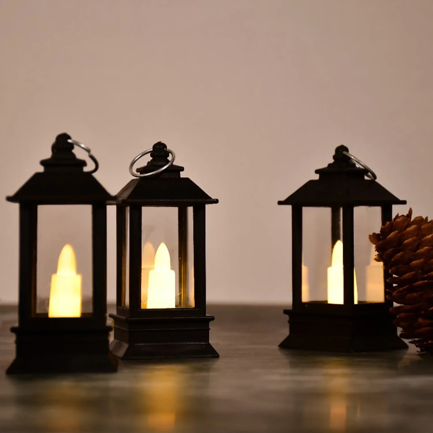 6555 Classic Style Lantern With Artificial Rustic Battery-operated Flameless Candle Light For Home Decoration - Good For Indoor Outdoor Use (Pack Of 24) - Zidbik